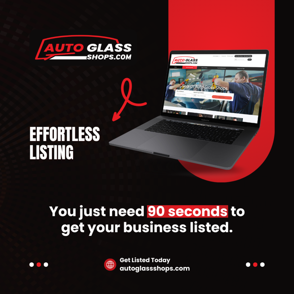 Ad for Auto Glass Shops website with laptop display