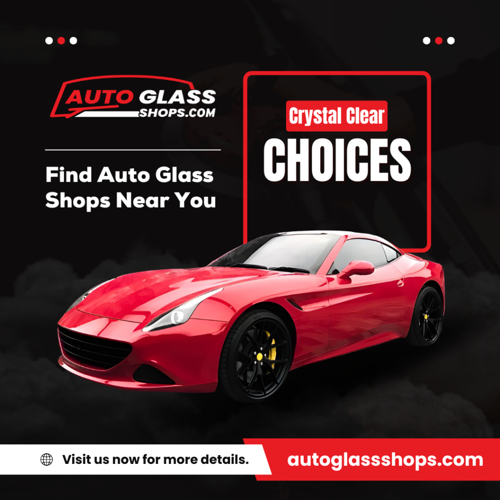 Red sports car advertises Auto Glass Shops