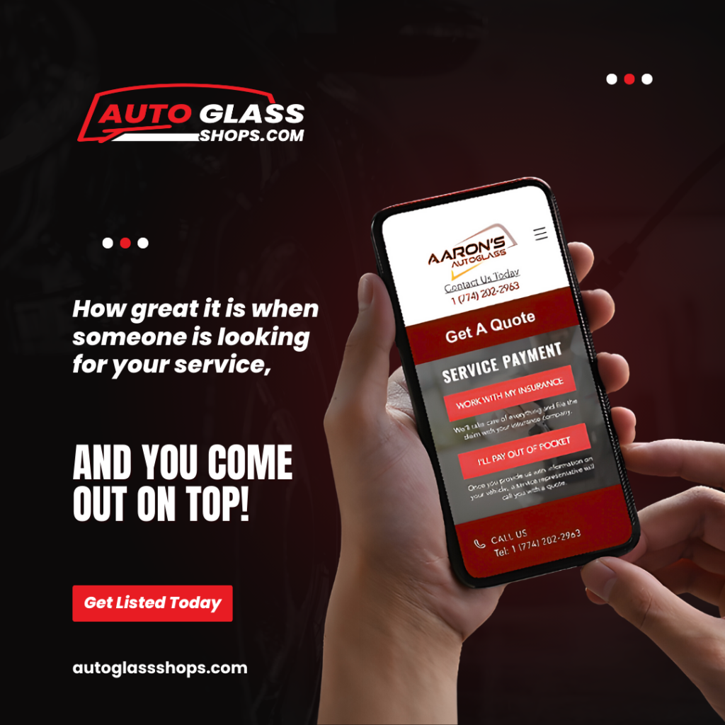 Hand holding phone displaying Auto Glass service quote